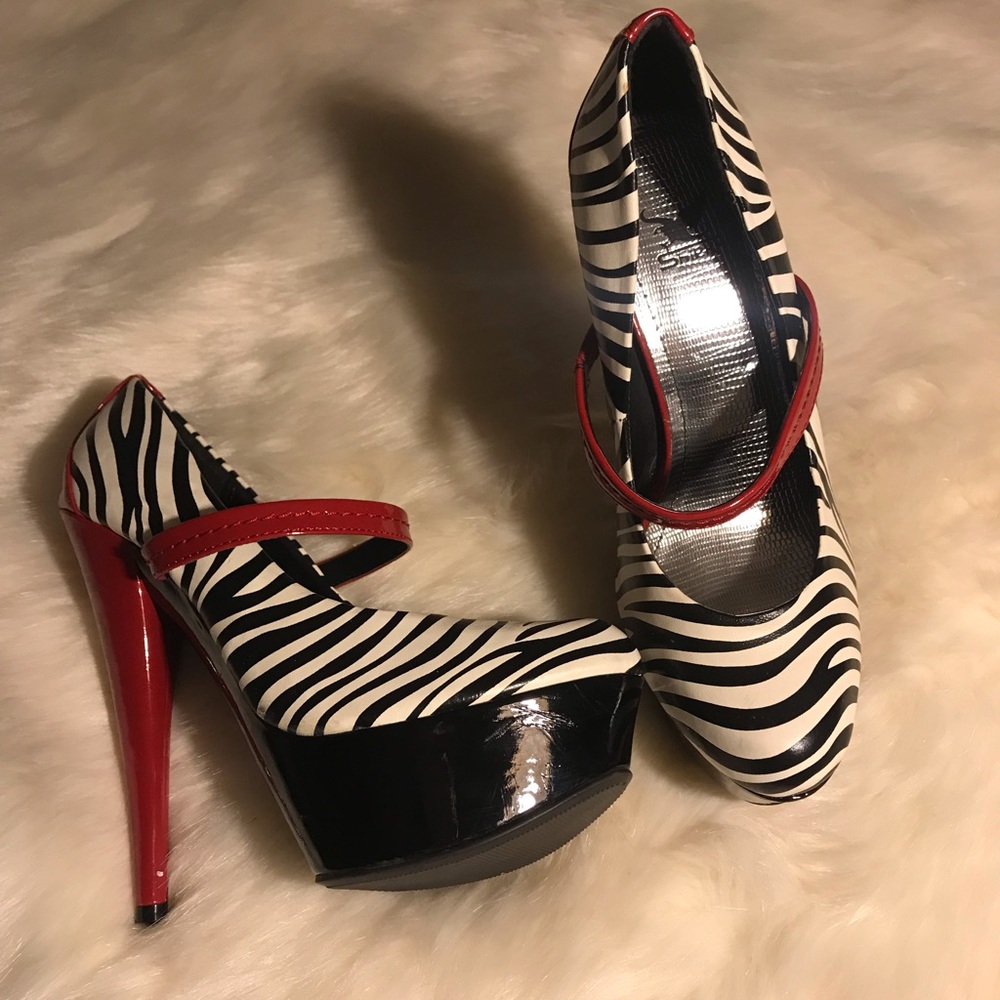 zebra print with red high heels